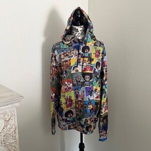 Black Cartoon Collage Hoodie Size Large